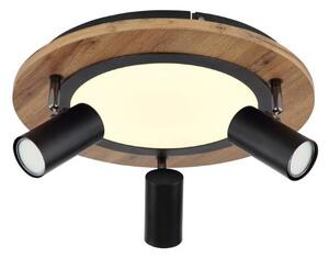 GLOBO 67307D KASSU stropné svietidlo D400mm LED 15W/1300lm 3000K matná čierna, vzhľad dreva