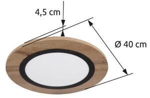 GLOBO 67292D3 LEA stropné svietidlo D400mm LED 15W/800lm 3000K matná čierna