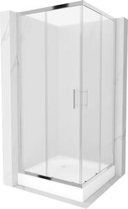 Mexen Rio, sprchovací kút 90 x 90 cm, sklo námraza, chrómový profil + sprchová vanička Rio, biela, 860-090-090-01-30-4510
