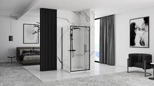 Rea Rapid Swing, rohový sprchovací kút 90 (dvere) x 80 (stena) x 195 cm, 6mm číre sklo, čierny profil, KPL-009925