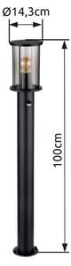 GLOBO 31363S GRACEY vonkajšie stojanové svietidlo/stĺpik so senzorom V1000mm 1xE27 IP54 matná čierna, dymová