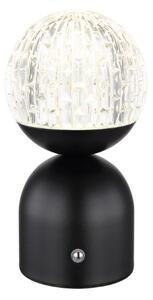 GLOBO 21007S JULSY dotyková stolná lampička V200mm LED 2,5W/173lm 2700+4000+6500K matná čierna, priehľadná, vrátane CR18650 1800mAh 3,7V, USB kábel