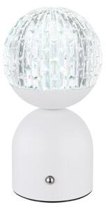 GLOBO 21007W JULSY dotyková stolná lampička V200mm LED 2,5W/173lm 2700+4000+6500K matná biela, priehľadná, vrátane CR18650 1800mAh 3,7V, USB kábel