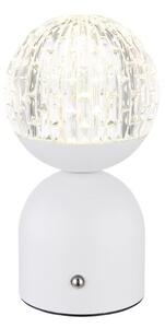 GLOBO 21007W JULSY dotyková stolná lampička V200mm LED 2,5W/173lm 2700+4000+6500K matná biela, priehľadná, vrátane CR18650 1800mAh 3,7V, USB kábel