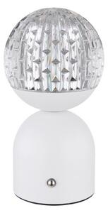GLOBO 21007W JULSY dotyková stolná lampička V200mm LED 2,5W/173lm 2700+4000+6500K matná biela, priehľadná, vrátane CR18650 1800mAh 3,7V, USB kábel