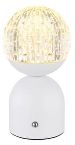 GLOBO 21007W JULSY dotyková stolná lampička V200mm LED 2,5W/173lm 2700+4000+6500K matná biela, priehľadná, vrátane CR18650 1800mAh 3,7V, USB kábel