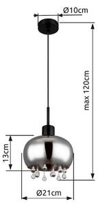 GLOBO 15839H CORRY závesné svietidlo D210mm 1xE27 matná čierna, dymová