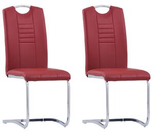 Jedálenské stoličky, perová kostra 2 ks, červené, umelá koža