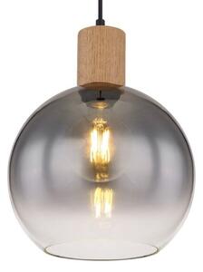 GLOBO 15656H MOITAS závesné svietidlo D250mm 1xE27 matná čierna, vzhľad dreva, dymová