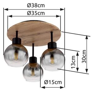 GLOBO 15656-3DR MOITAS stropné svietidlo D380mm 3xE27 matná čierna, vzhľad dreva, dymová