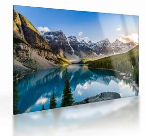 Sklenený obraz - Kanada, Národný park Banff, Moraine Lake (70x50 cm)