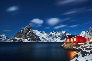 Samolepiaca fototapeta nočná krajina v Nórsku
