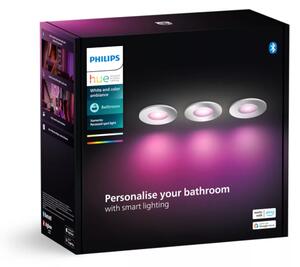 Philips HUE White and color ambiance 8720169321014 Xamento zápustné svietidlo D93mm GU10 4,2W/350lm 2000-6500K+RGB IP44 chróm 3-set
