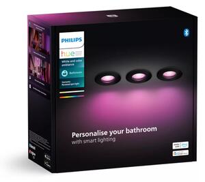 Philips HUE White and color ambiance 8720169320895 Xamento zápustné svietidlo D93mm GU10 4,2W/350lm 2000-6500K+RGB IP44 čierna 3-set
