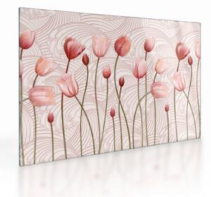 Sklenený obraz - Ružové tulipány (70x50 cm)