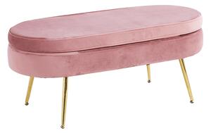 Kondela Luxusný taburet, ružová Velvet látka/chróm zlatý, Art-deco, NOBLIN NEW TYP 2