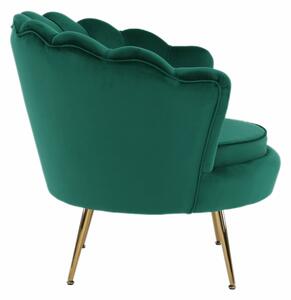 Kreslo v štýle Art-deco, smaragdová Velvet látka/gold chróm-zlatý, NOBLIN