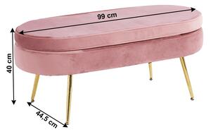 TEMPO Luxusný taburet, ružová Velvet látka / chróm zlatý, Art-deco, NOBLIN TABURET TYP 2