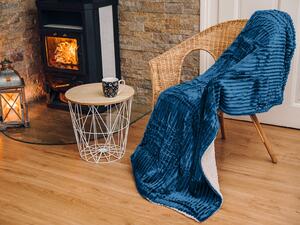 Luxusná svetlomodrá baránková deka z mikroplyšu s pruhmi, 150x200 cm