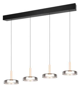 TRIO 354910432 CELESTE závesné svietidlo SMD LED 4x7,5W/750lm 3000K čierna, drevo, switchdimmer