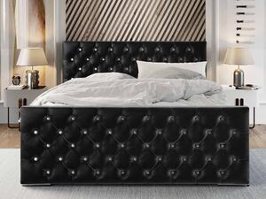 Manželská posteľ 180 cm Quintin (čierna) (s roštom a úložným priestorom). Vlastná spoľahlivá doprava až k Vám domov. 1047143
