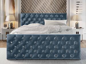 Manželská posteľ 180 cm Quintin (modrá) (s roštom a úložným priestorom). Vlastná spoľahlivá doprava až k Vám domov. 1047146