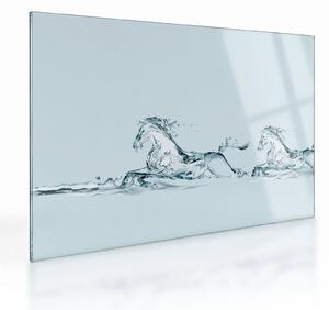 Sklenený obraz - Kone z kvapiek vody (70x50 cm)