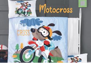 Obliečky bavlnené detské Motocross 130x90cm+45x65cm TiaHome