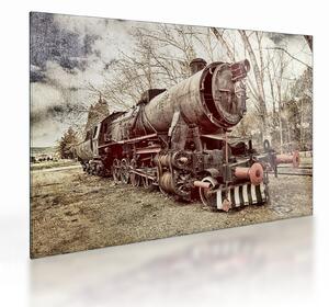 Historický sklenený obraz lokomotívy (70x50 cm)