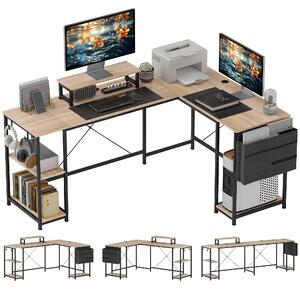 HOMCOM Písací stôl v tvare L 168 x 120 cm Rohový písací stôl s odkladacími priehradkami