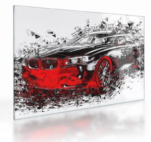 Sklenený obraz - Maľované auto v akcii (70x50 cm)