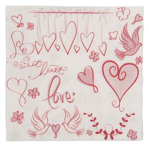 Romantické papierové obrúsky so srdiečkami - 33*33 cm (20ks) - Clayre & Eef