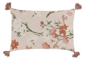 Růřový povlak na polštář se střapci a květy Aix Wild Flowers - 60*40 cm - Chic Antique