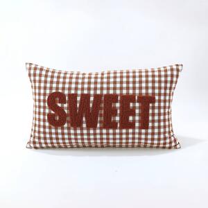 Kockovaný vankúšik s nášivkou SWEET