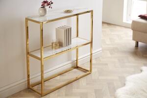 Konzolový stolík Elegance 80 cm mramorové biele zlato