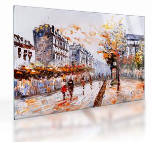 Sklenený obraz - Život v meste (70x50 cm)