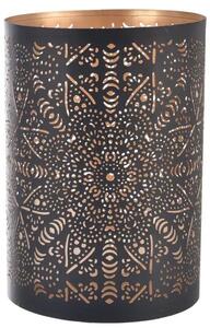 Mandala Svietnik 13 x 13 x 22 cm, kov, čierny/zlatý INDECOR X14025