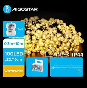 Aigostar - LED vonkajšia svetelná reťaz 100xLED/3xAA/8 funkcií 10,3 m IP44 teplá biela
