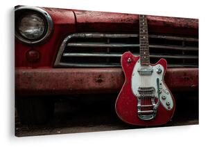 Obraz vintage gitara a auto