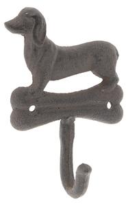 Kovový nástenný háčik Pes s kostičkou - 10 * 4 * 15 cm - Clayre & Eef