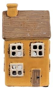 Žltý keramický svietnik na čajovú sviečku domček Amster Village - 9*9*15 cm - Clayre & Eef