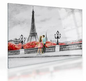 Sklenený obraz - Milenci v Paríži (70x50 cm)