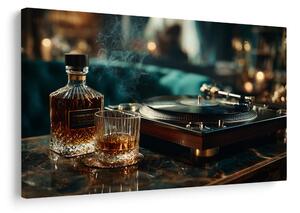 Obraz gramofón a pohár whisky