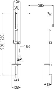 Mexen Q, sprchový stĺp pre batériu s 3/4" horným pripojením, biela, 79395-20