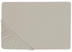 Napínacie prestieradlo sivobéžové bavlnené 200 x 200 cm elastické okraje klasická posteľná plachta textílie do spálne