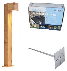 Vonkajšia lampa hliníková s potlačou dreva so zemným hrotom a káblovou priechodkou 65 cm IP44 - Baleno