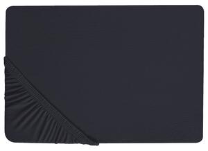 Napínacie prestieradlo čierne bavlnené 90 x 200 cm elastické okraje klasická posteľná plachta textílie do spálne