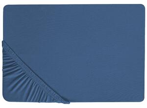 Napínacie prestieradlo modré bavlnené 140 x 200 cm elastické okraje klasická posteľná plachta textílie do spálne