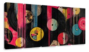 5-dielny obraz retro vinylové platne
