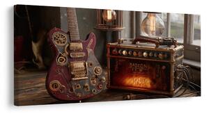 Obraz vintage gitara so zosilňovačom